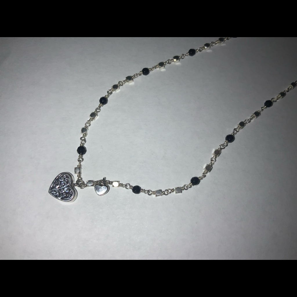 Nwt Lois Hill Sterling Onyx Adjustable Necklace